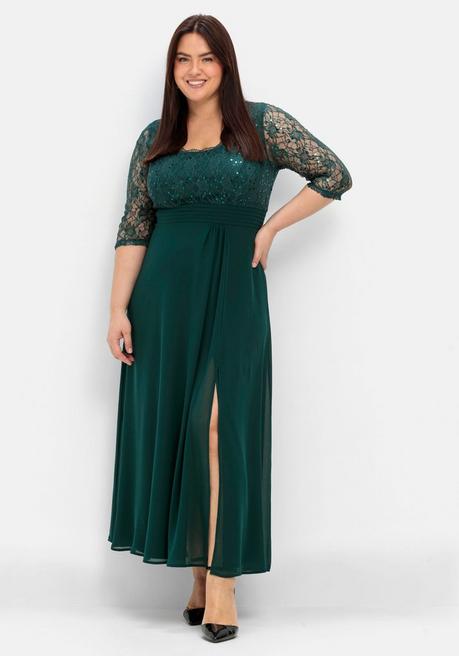 sheego Abendkleid mit floraler Spitze - tiefgrün sheego Kostenloser Versand international