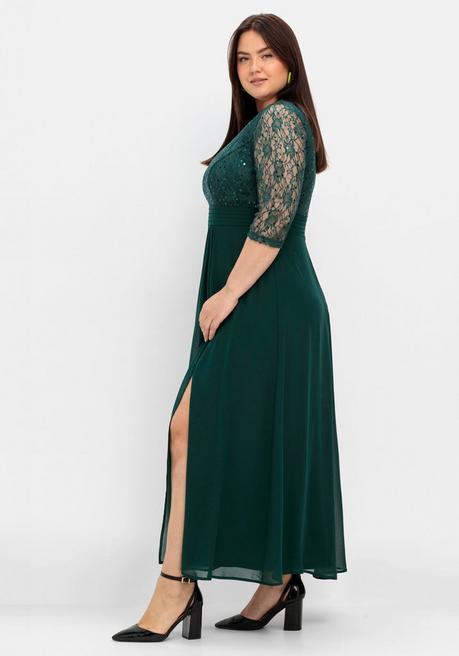 sheego Abendkleid mit floraler Spitze - tiefgrün sheego Kostenloser Versand international