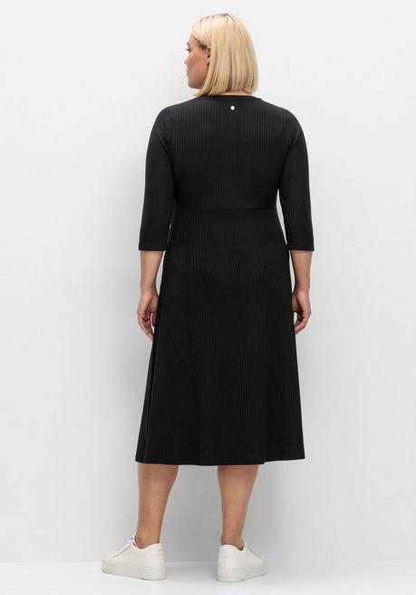 sheego Shirtkleid aus Rippqualität, mit 3/4-Ärmeln - schwarz sheego Fabrikladen