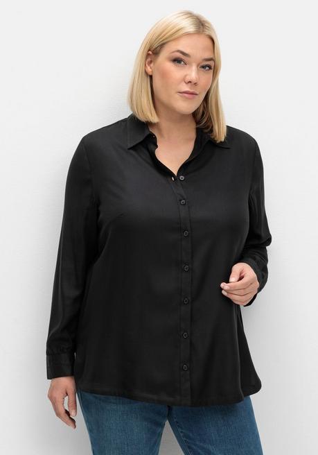 sheego Bluse aus weich fließendem Viskose-Twill - schwarz sheego Im Verkauf