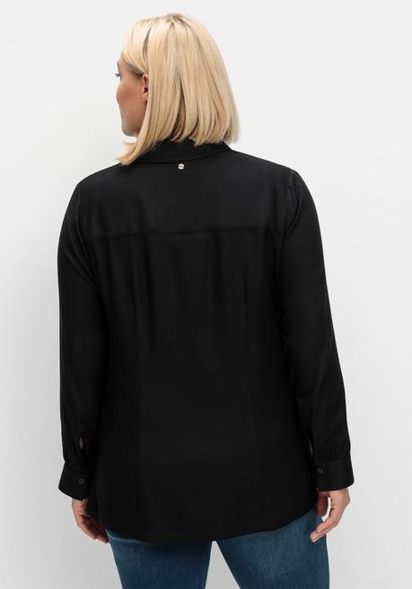 sheego Bluse aus weich fließendem Viskose-Twill - schwarz sheego Im Verkauf