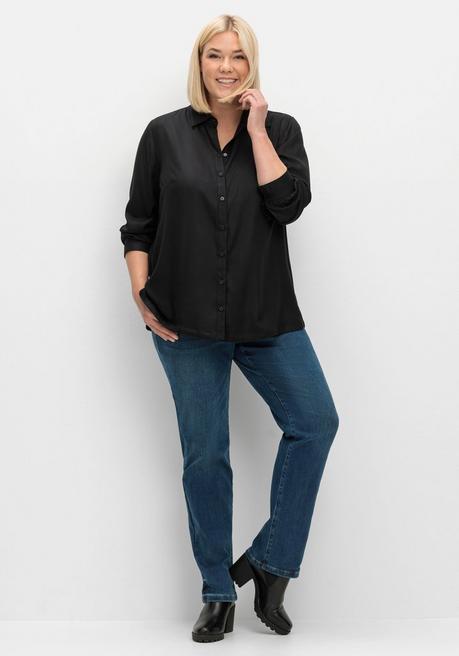 sheego Bluse aus weich fließendem Viskose-Twill - schwarz sheego Im Verkauf