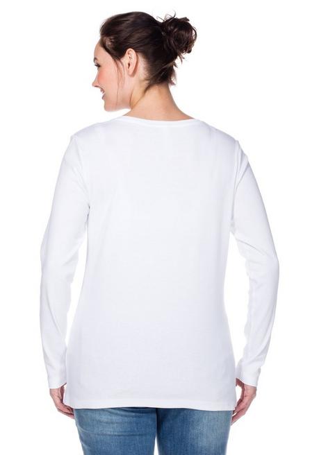 sheego Langarmshirt mit Knopfleiste - weiß sheego zollfrei