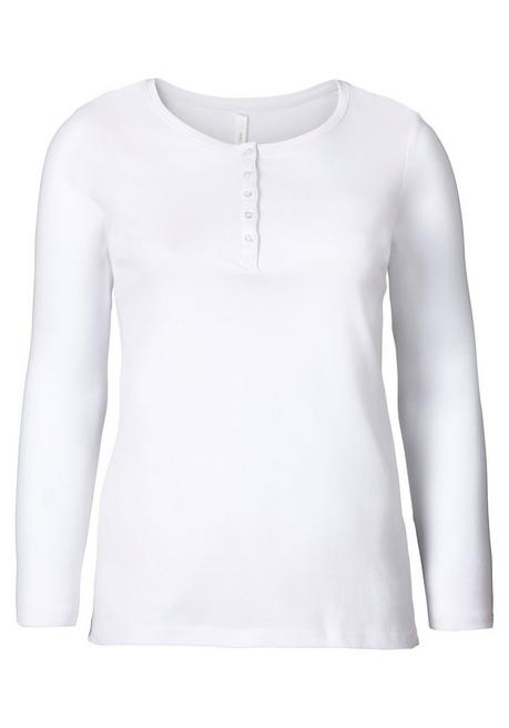 sheego Langarmshirt mit Knopfleiste - weiß sheego zollfrei