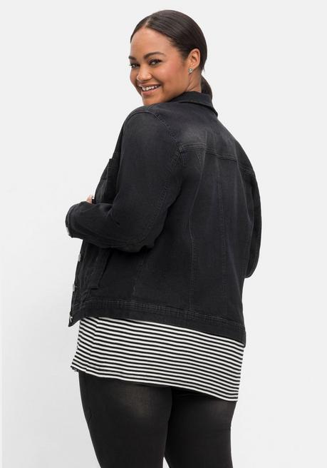 sheego Jeansjacke in leicht taillierter und verkürzter Form - black used Denim sheego Rabatte dieses Monats