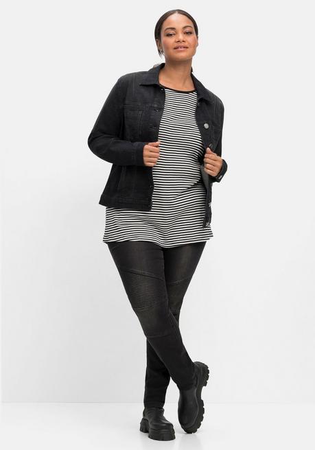 sheego Jeansjacke in leicht taillierter und verkürzter Form - black used Denim sheego Rabatte dieses Monats