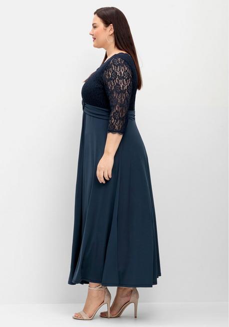 sheego Abendkleid mit Oberteil aus floraler Spitze - nachtblau sheego Online