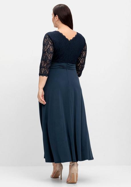 sheego Abendkleid mit Oberteil aus floraler Spitze - nachtblau sheego Online