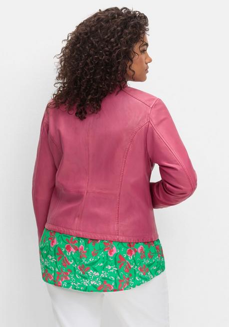 sheego Lederjacke aus Lammnappa, mit Stehkragen - orchidee sheego Outlet