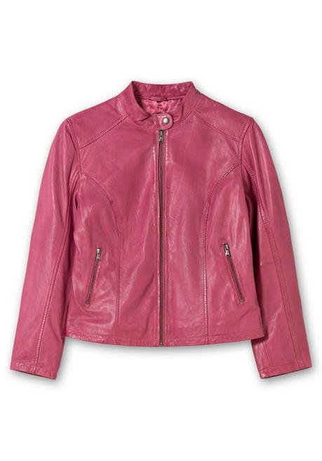 sheego Lederjacke aus Lammnappa, mit Stehkragen - orchidee sheego Outlet