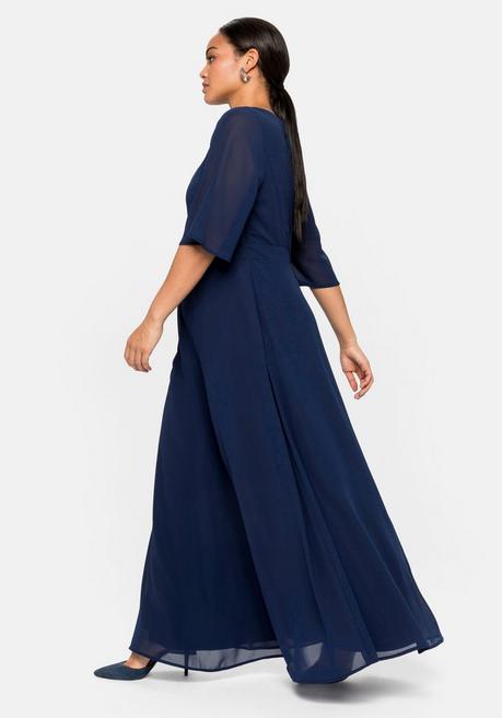 sheego Abendkleid aus Chiffon, mit Spitzen-Einsatz - marine sheego Hotsell