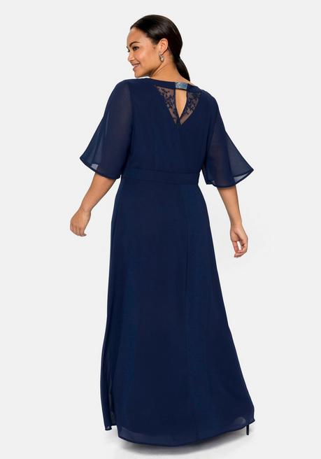 sheego Abendkleid aus Chiffon, mit Spitzen-Einsatz - marine sheego Hotsell