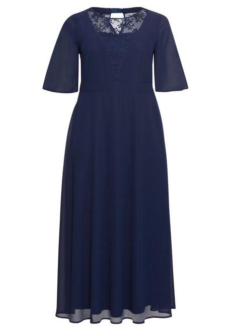 sheego Abendkleid aus Chiffon, mit Spitzen-Einsatz - marine sheego Hotsell