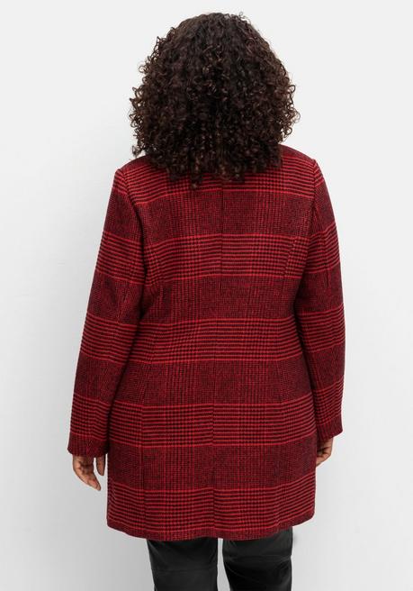 sheego by Joe Browns Karierte Jacke in Wolloptik und leichter A-Linie - schwarz-rot sheego im Angebot