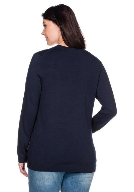sheego Pullover aus Feinstrick mit V-Ausschnitt - marine sheego Günstiger Verkauf