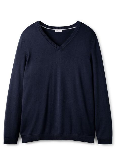 sheego Pullover aus Feinstrick mit V-Ausschnitt - marine sheego Günstiger Verkauf