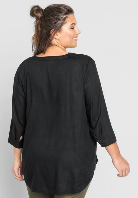 sheego Tunika mit 3/4-Arm und gerundetem Saum - schwarz sheego Limitierter Zeitrabatt