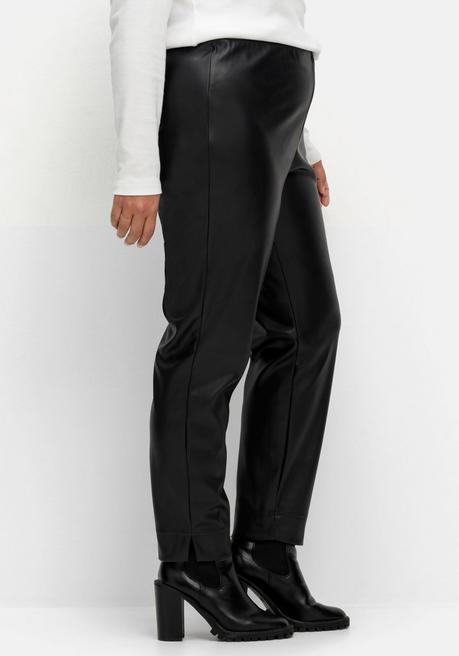 sheego x Fair Lady Schmale Hose in Lederoptik, knöchelfreie Länge - schwarz sheego Fabrik Onlineshop