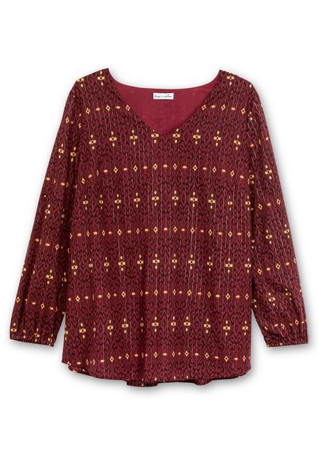 sheego by Joe Browns Tunika mit Glanz-Alloverdruck und tiefem V-Ausschnitt - weinrot gemustert sheego Fabrikpreis