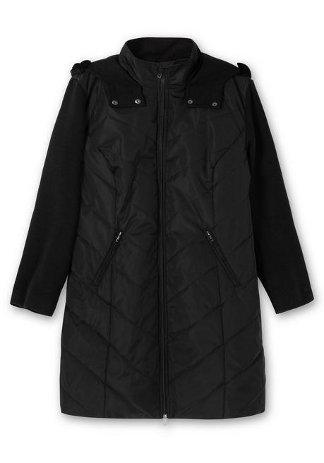 sheego Lange Steppjacke mit Kapuze, im Materialmix - schwarz sheego Günstig kaufen