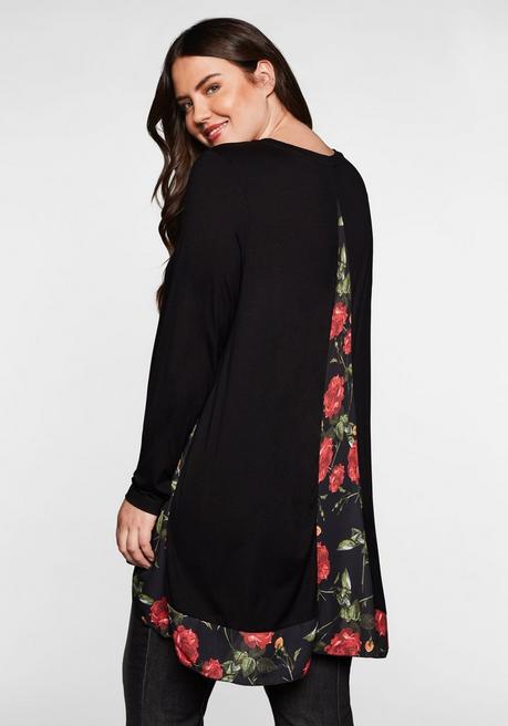 sheego by Joe Browns Longshirt mit floral bedruckten Einsätzen - schwarz sheego Versandkostenfrei
