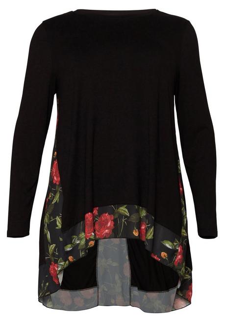 sheego by Joe Browns Longshirt mit floral bedruckten Einsätzen - schwarz sheego Versandkostenfrei
