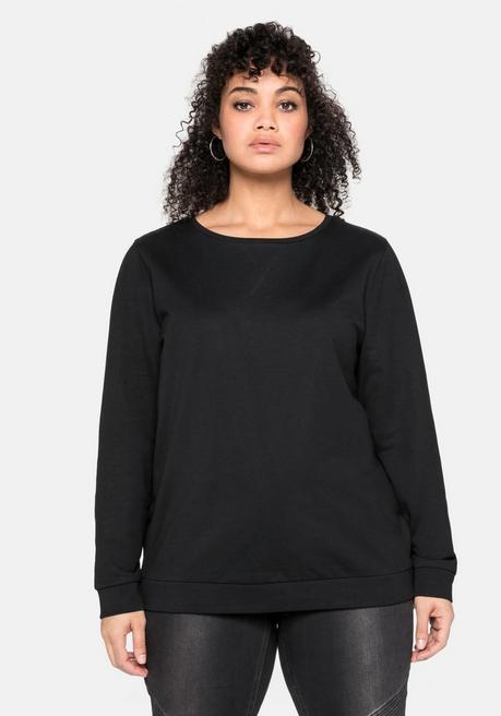 sheego Sweatshirt mit seitlichen Reißverschlüssen - schwarz sheego Großer Ausverkauf