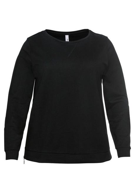 sheego Sweatshirt mit seitlichen Reißverschlüssen - schwarz sheego Großer Ausverkauf