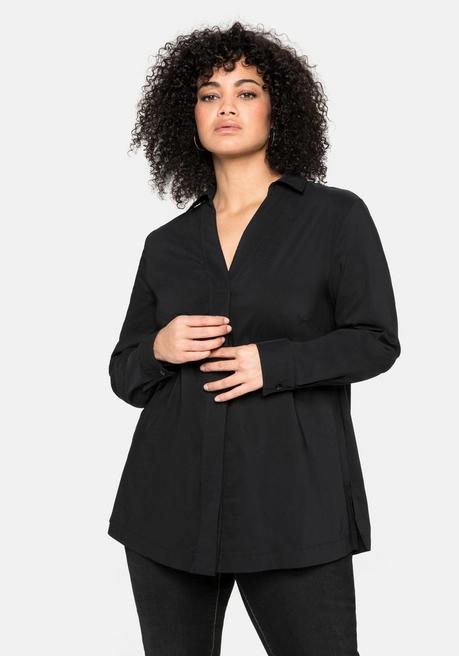 sheego Hemdbluse mit verdeckter Knopfleiste - schwarz sheego Begrenztes Angebot