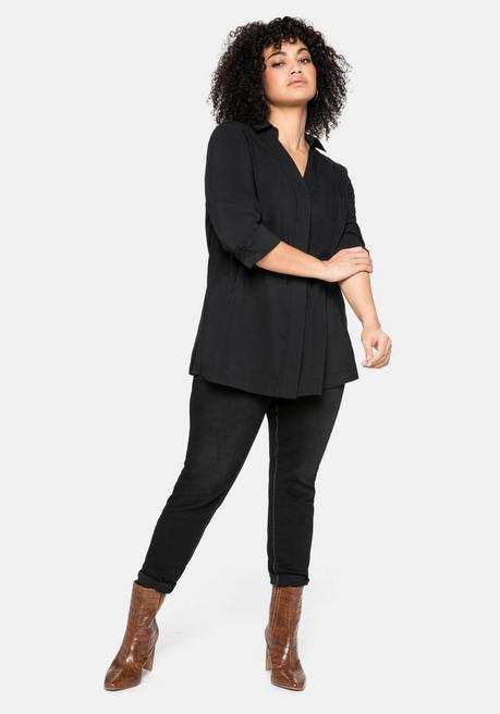 sheego Hemdbluse mit verdeckter Knopfleiste - schwarz sheego Begrenztes Angebot