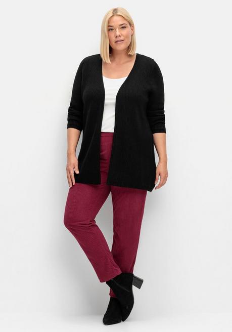 sheego Longstrickjacke in verschlussloser Form, in Rippstrick - schwarz sheego Saisonschlussverkauf