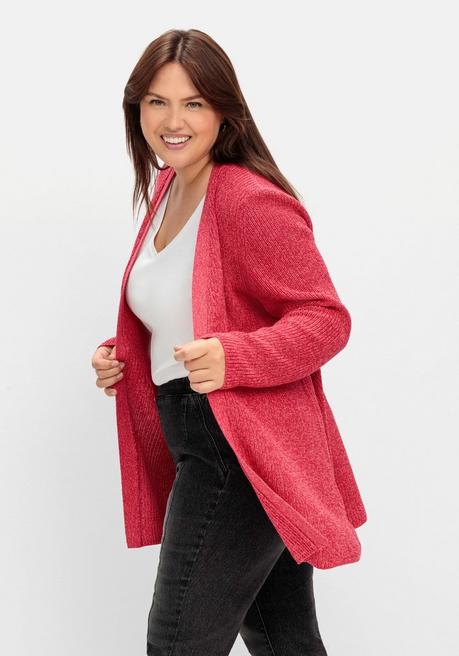 sheego Longstrickjacke im Patentstrickmuster - magenta meliert sheego Black Friday