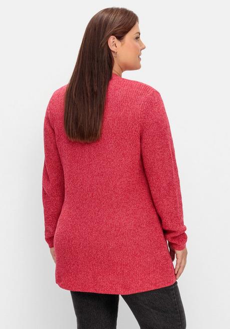 sheego Longstrickjacke im Patentstrickmuster - magenta meliert sheego Black Friday