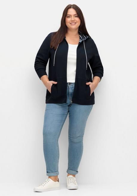 sheego Sweatjacke mit Kapuze, aus Waffelpiqué - nachtblau sheego Osterangebot