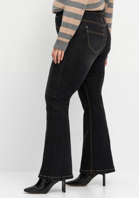 sheego Bootcut-Jeans mit 3D-Catfaces - black Denim sheego Vatertagsangebot