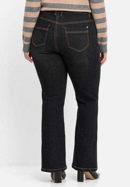 sheego Bootcut-Jeans mit 3D-Catfaces - black Denim sheego Vatertagsangebot