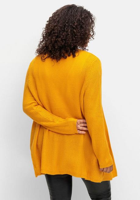 sheego Longstrickjacke in verschlussloser Form, in Rippstrick - ocker sheego Valentinstagsangebot