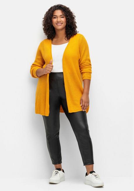 sheego Longstrickjacke in verschlussloser Form, in Rippstrick - ocker sheego Valentinstagsangebot