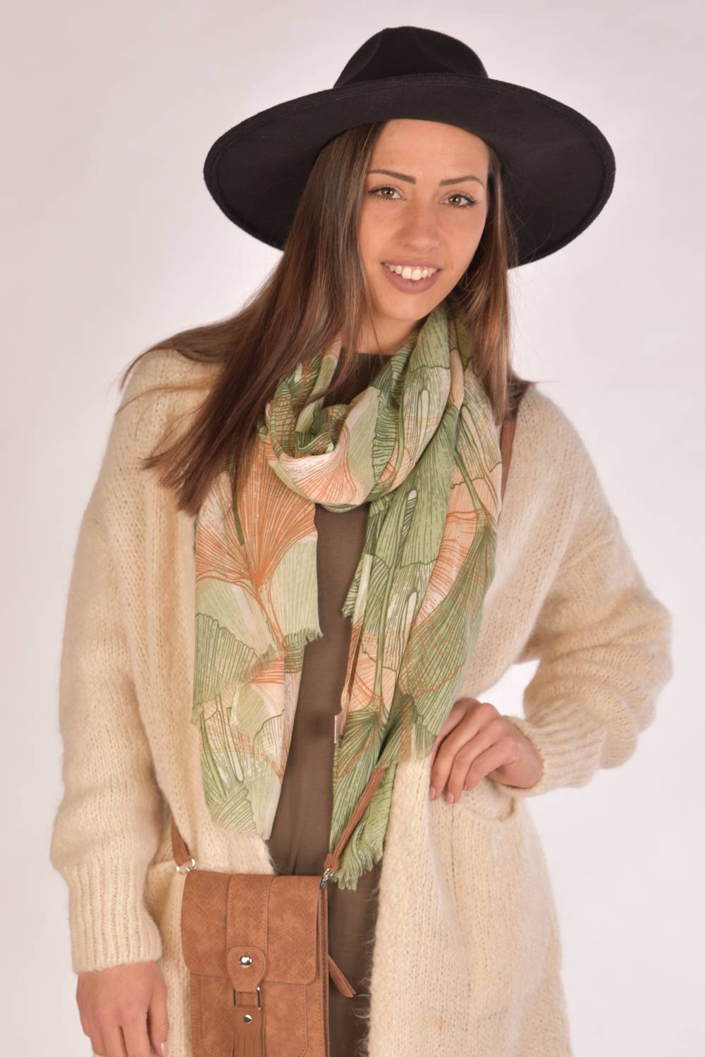 Stylebreaker Langer Schal Ginkgo Leaves Exklusive Angebote