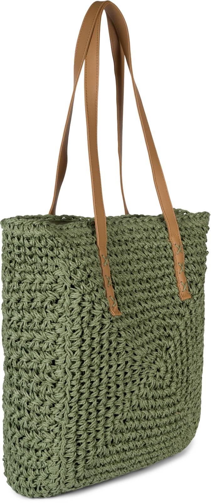 Stylebreaker Papierstroh Schultertasche - Basttasche Räumungsverkauf