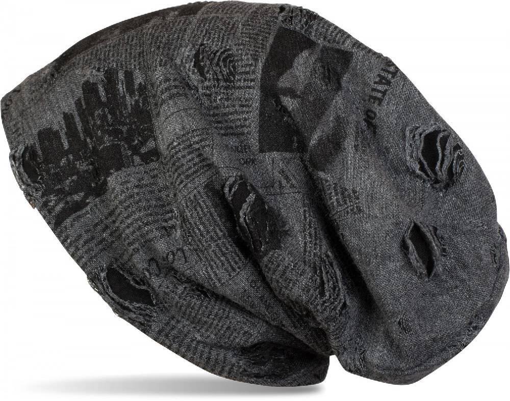 Stylebreaker Loop und Beanie Set Newspaper Print Used Look Versandkostenfrei