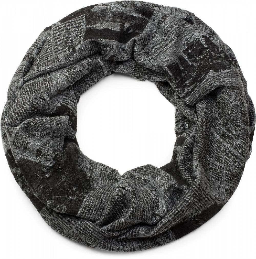 Stylebreaker Loop und Beanie Set Newspaper Print Used Look Versandkostenfrei