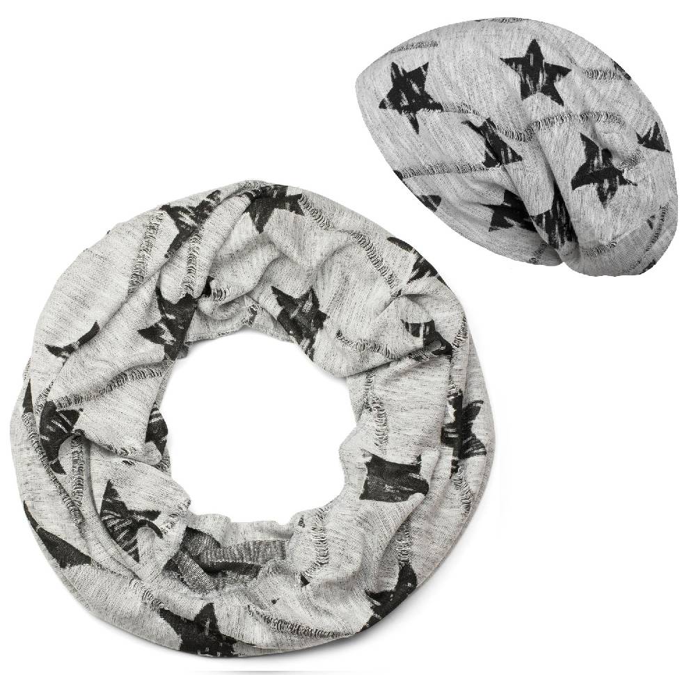 Stylebreaker Loop und Beanie Set Sterne Print Used Look Flash Sale