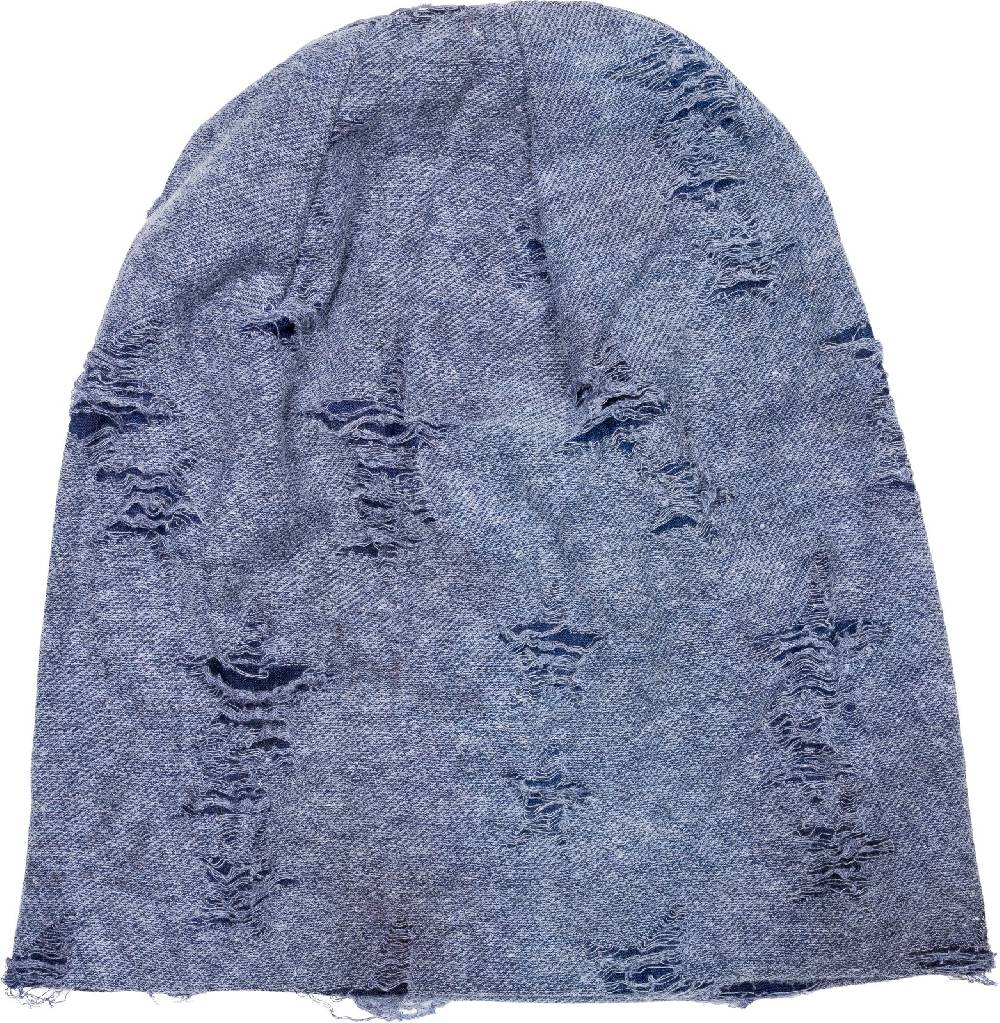 Stylebreaker Beanie Mütze Destroyed Denim Sterne Lagerräumung