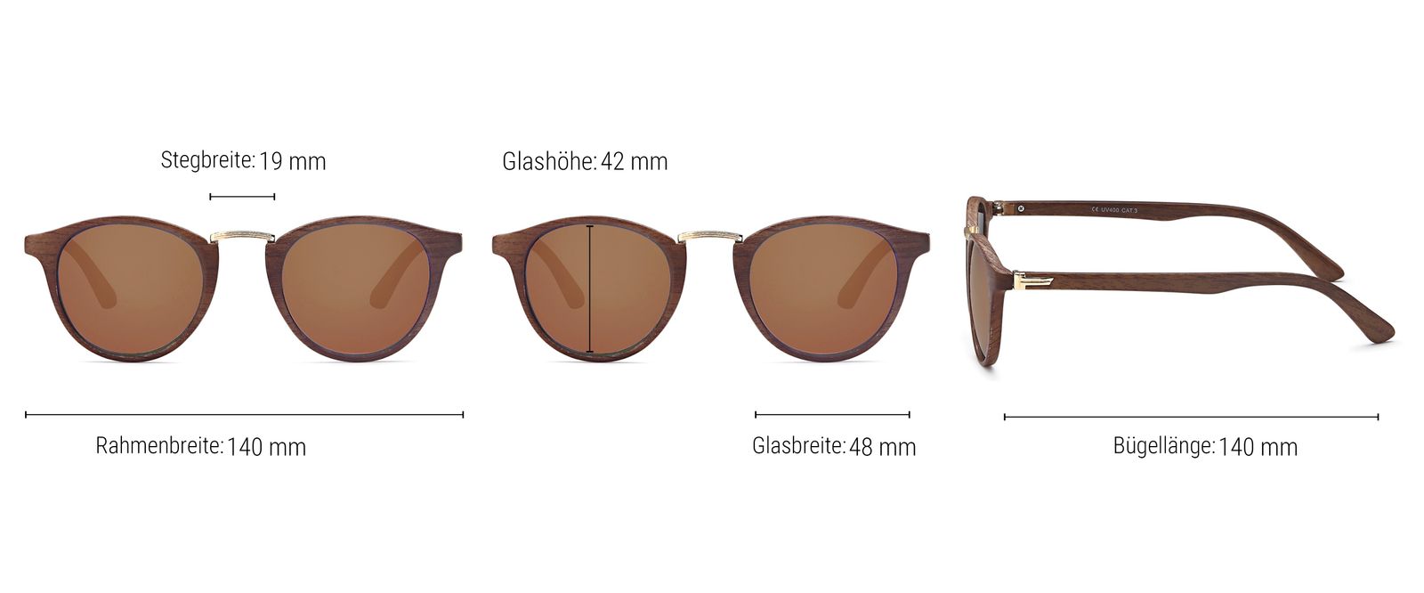 Stylebreaker Panto Sonnenbrille Holz Optik Sonderangebote