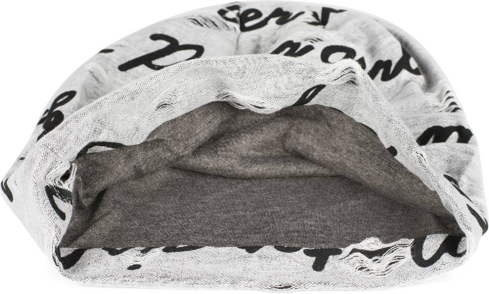 Stylebreaker Beanie mit Sprüche Print und Rissen Im Verkauf