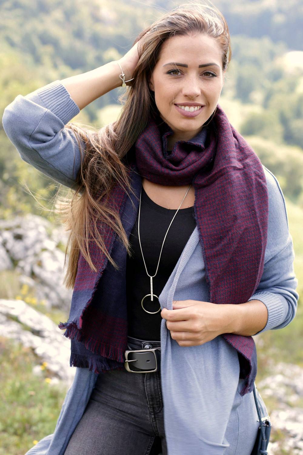 Stylebreaker Schal mit 2-farbigem Hahnentritt Muster Online
