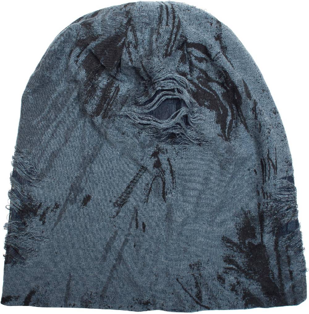Stylebreaker Gemusterte Beanie im Destroyed used Look Vatertagsangebot