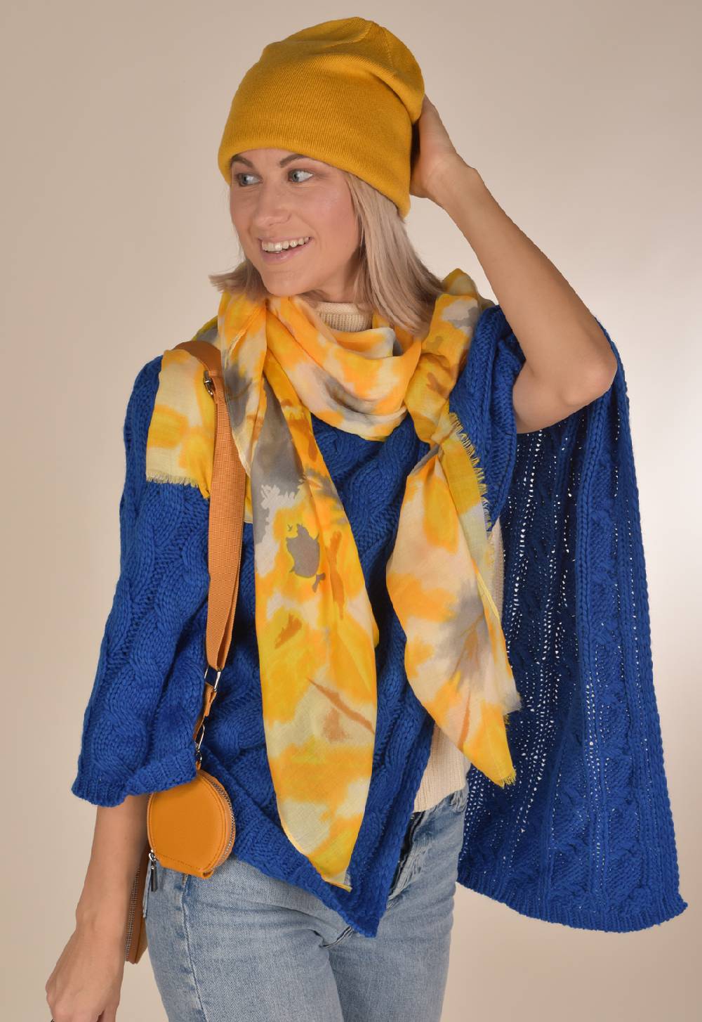 Stylebreaker Strick Poncho mit Zopfmuster Heißer Verkauf