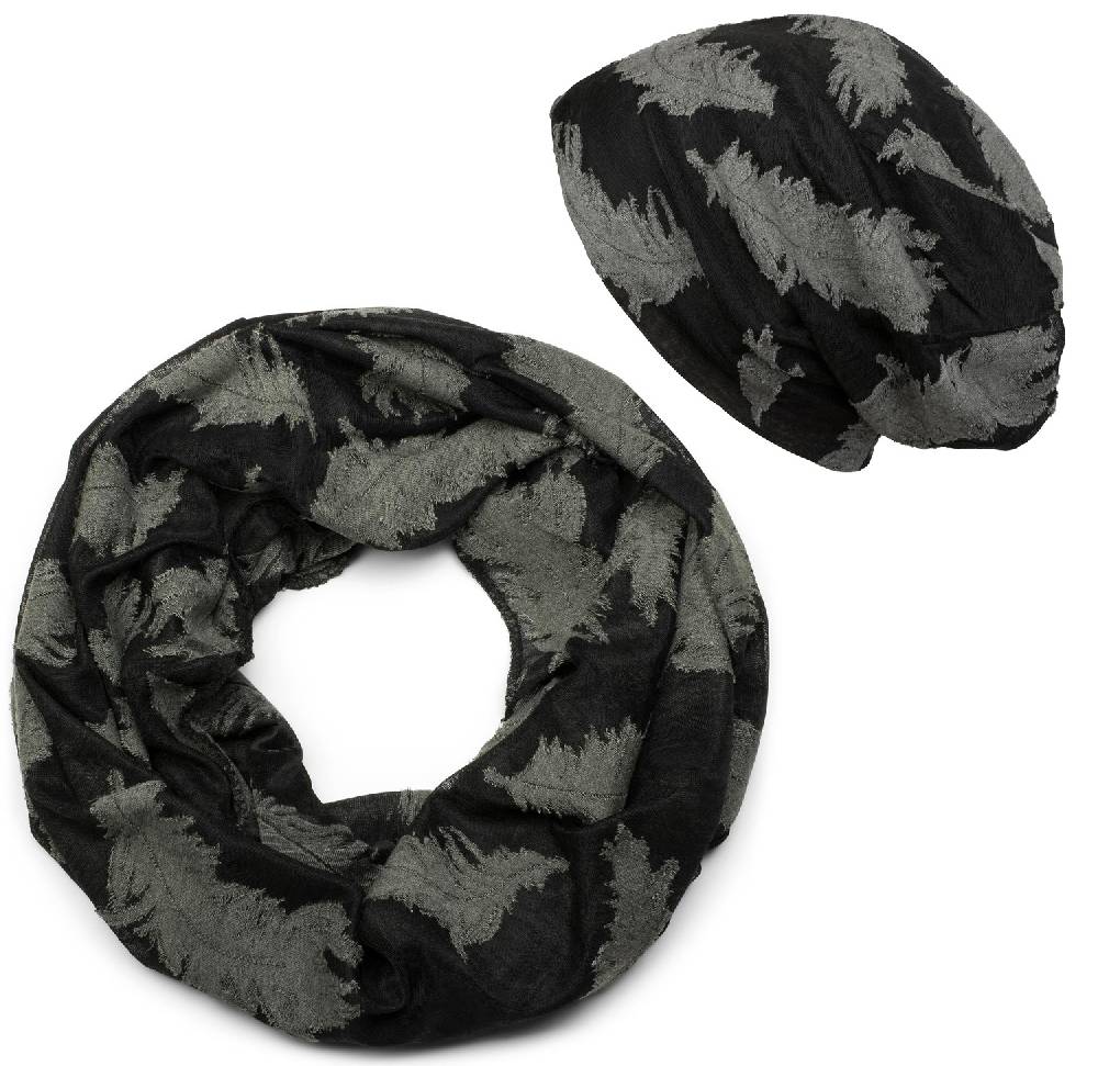 Stylebreaker Loop und Beanie Set mit gewebtem Feder Muster Top Angebot